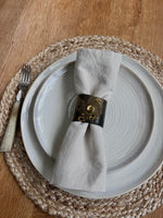 Load image into Gallery viewer, 2 Personalised Gold Marbled Leather Napkin Rings
