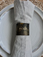Load image into Gallery viewer, 2 Personalised Gold Marbled Leather Napkin Rings
