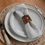 Load image into Gallery viewer, 2 Personalised Gold Marbled Leather Napkin Rings
