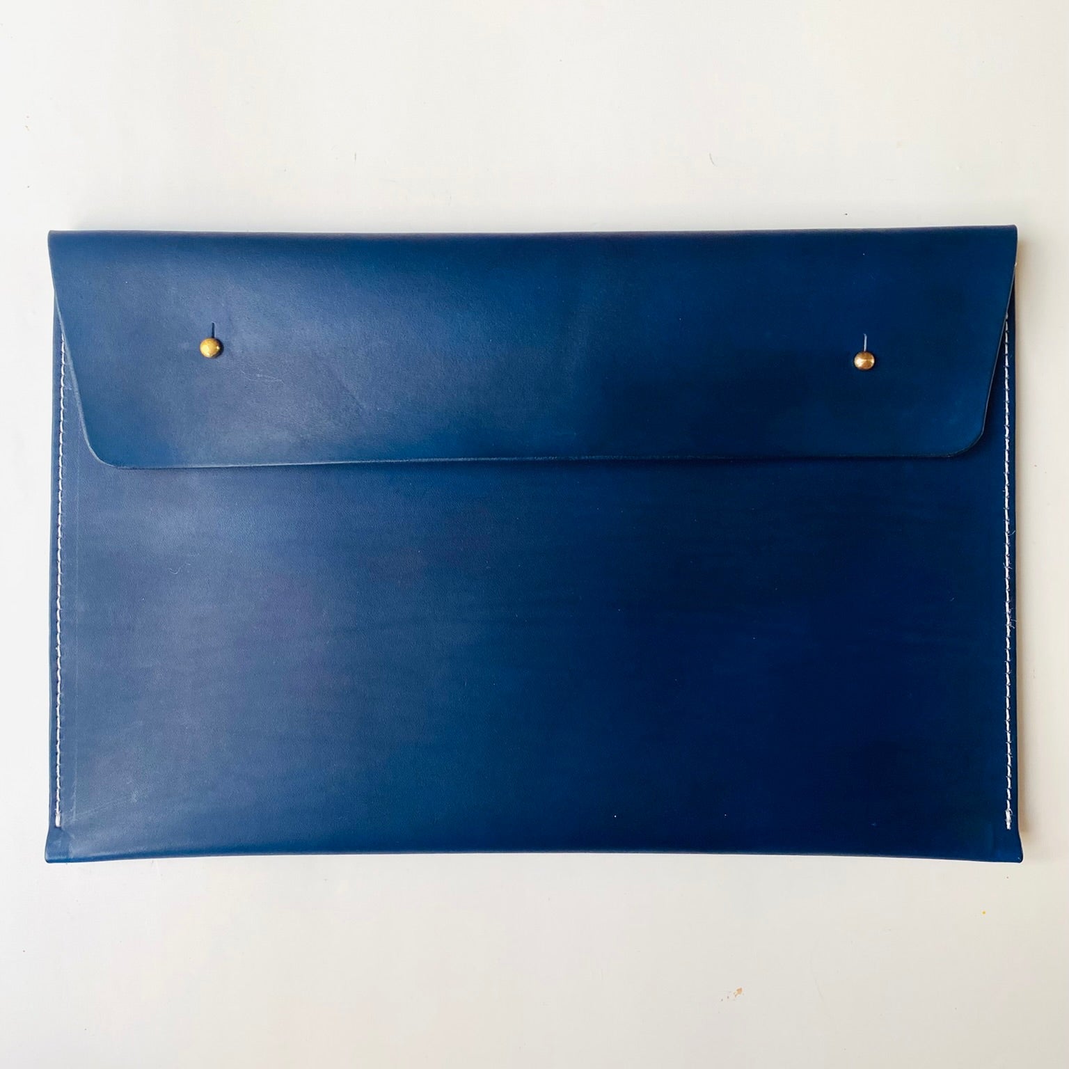 SECONDS - Handmade Leather Personalised Document Case - Navy Hand Dyed