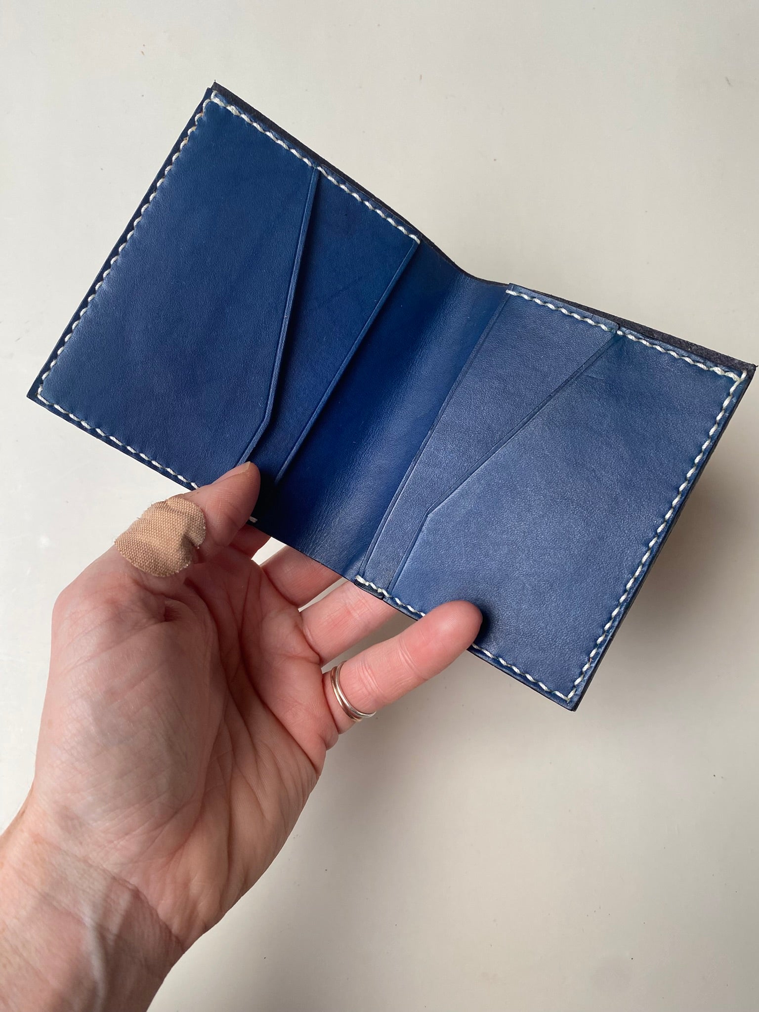 SECONDS Handmade Leather Wallet - Navy