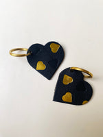 Load image into Gallery viewer, SECONDS Handmade Leather Black and Gold Heart Keyring
