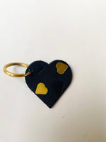 Load image into Gallery viewer, SECONDS Handmade Leather Black and Gold Heart Keyring
