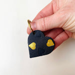 Load image into Gallery viewer, SECONDS Handmade Leather Black and Gold Heart Keyring
