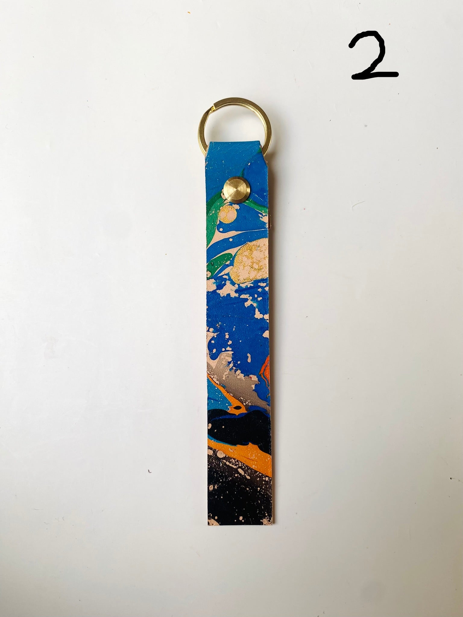 SECONDS Handmade Leather Marbled Keyring - Personalised