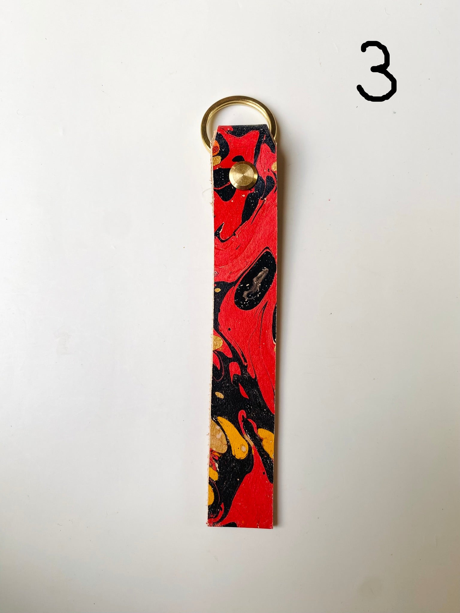 SECONDS Handmade Leather Marbled Keyring - Personalised