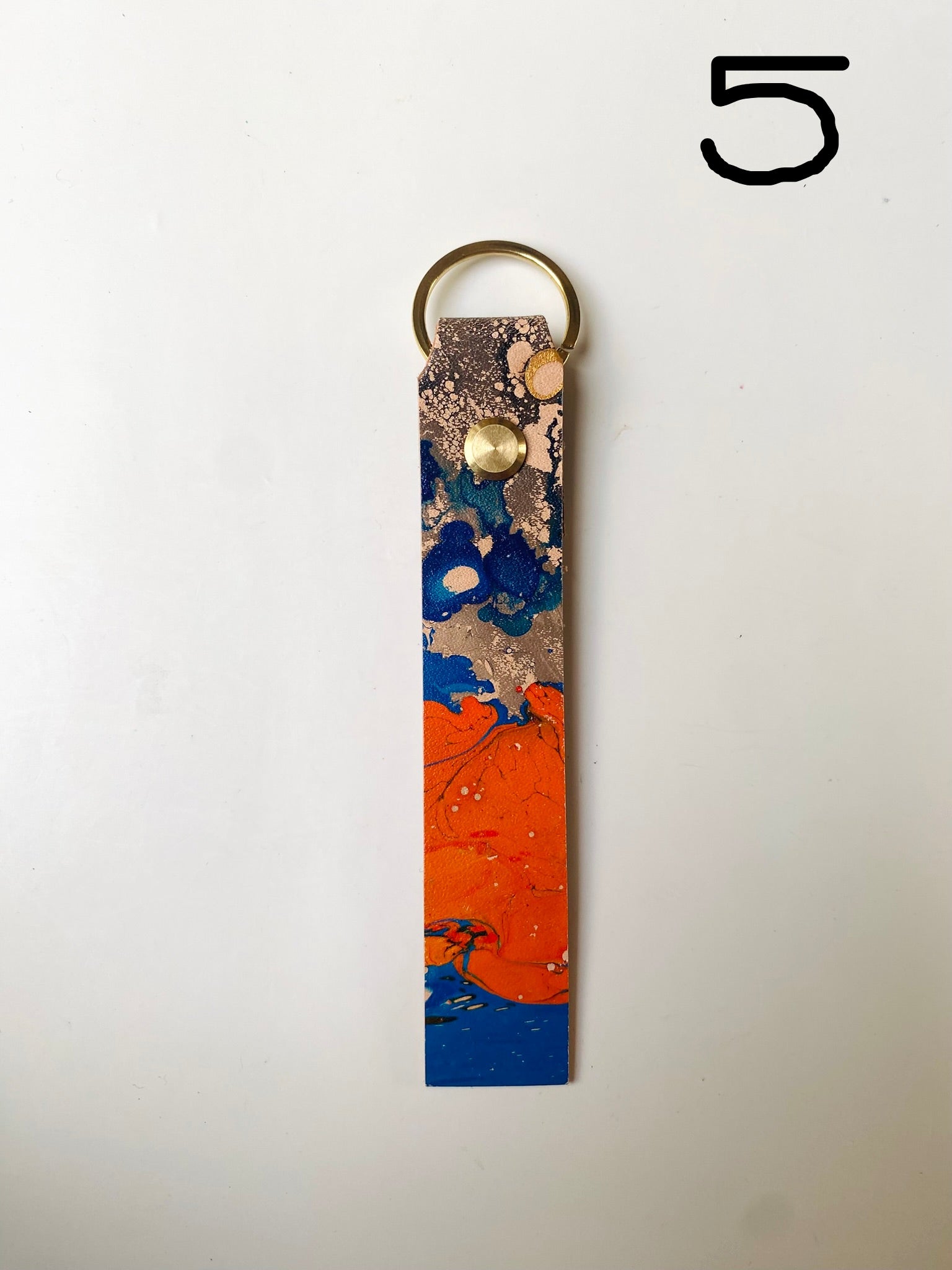 SECONDS Handmade Leather Marbled Keyring - Personalised