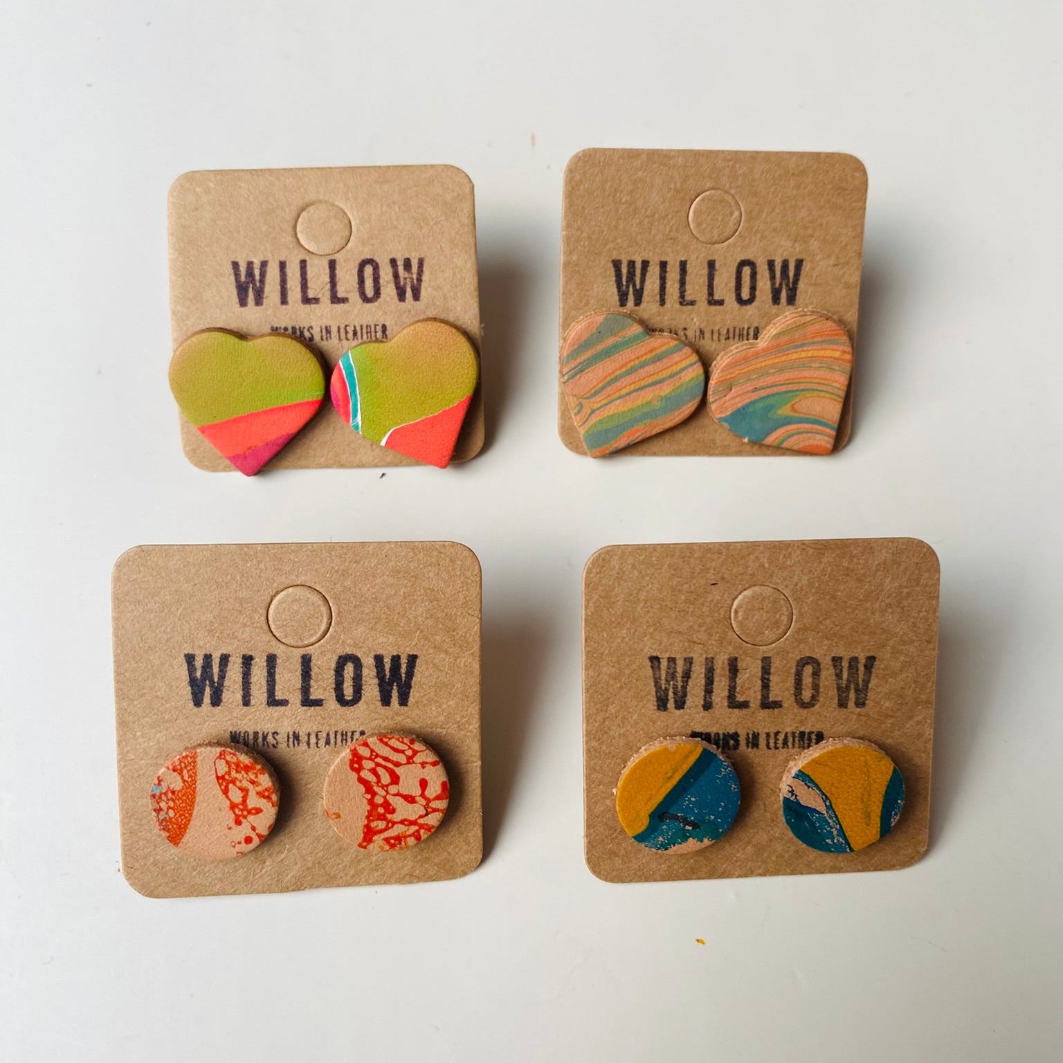 SECONDS - Handmade Leather Earrings - Marbled