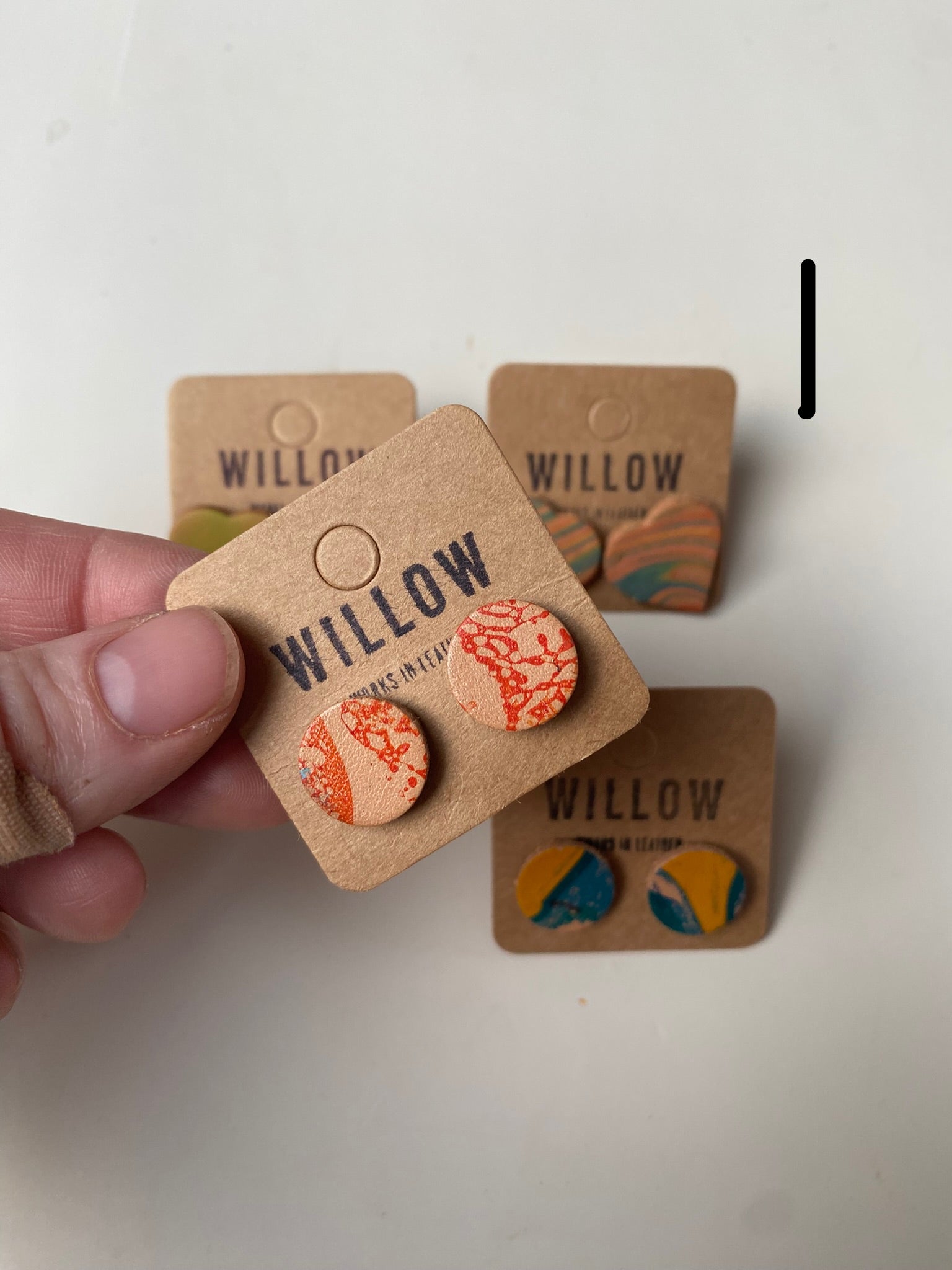 SECONDS - Handmade Leather Earrings - Marbled