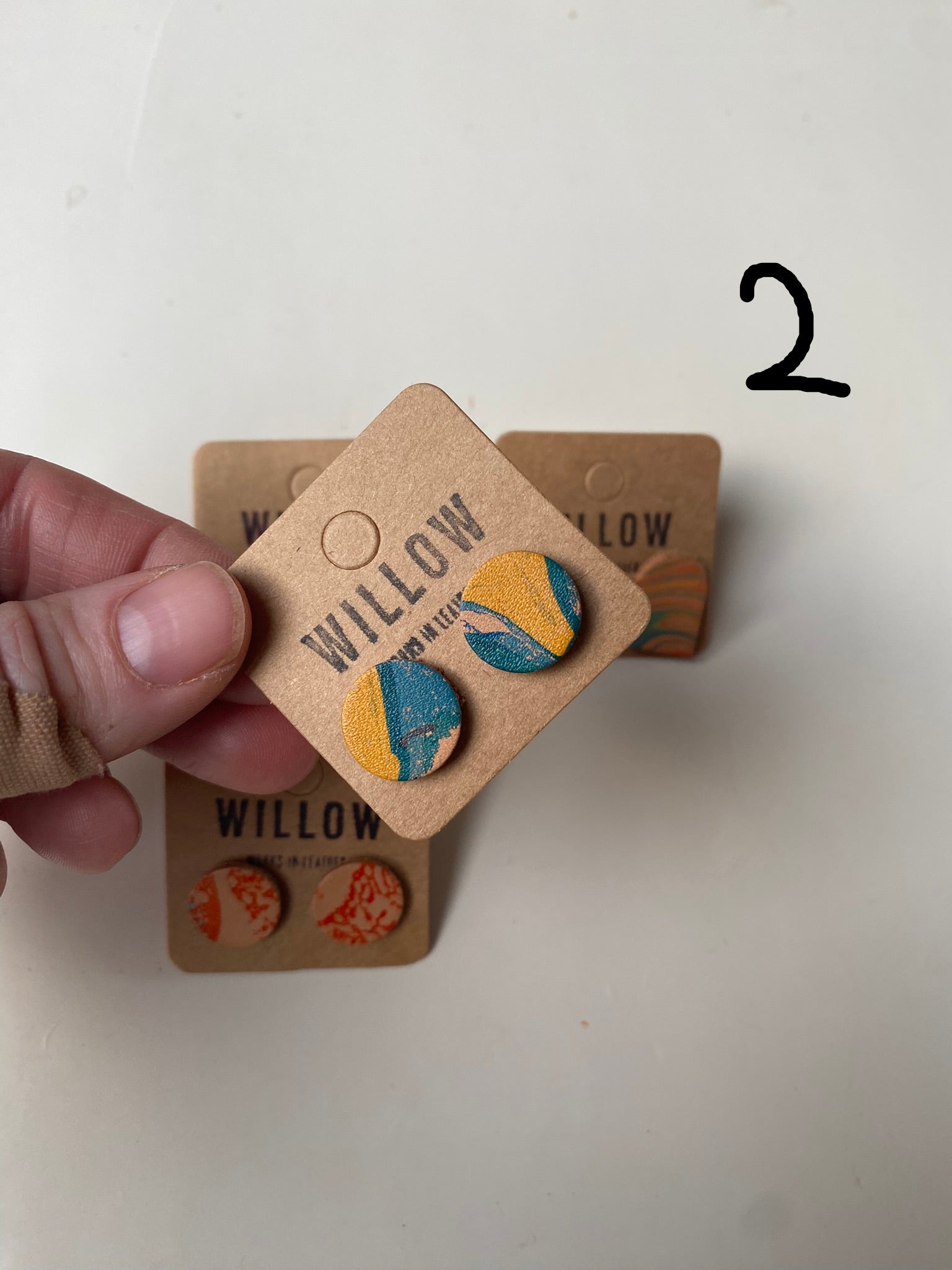 SECONDS - Handmade Leather Earrings - Marbled