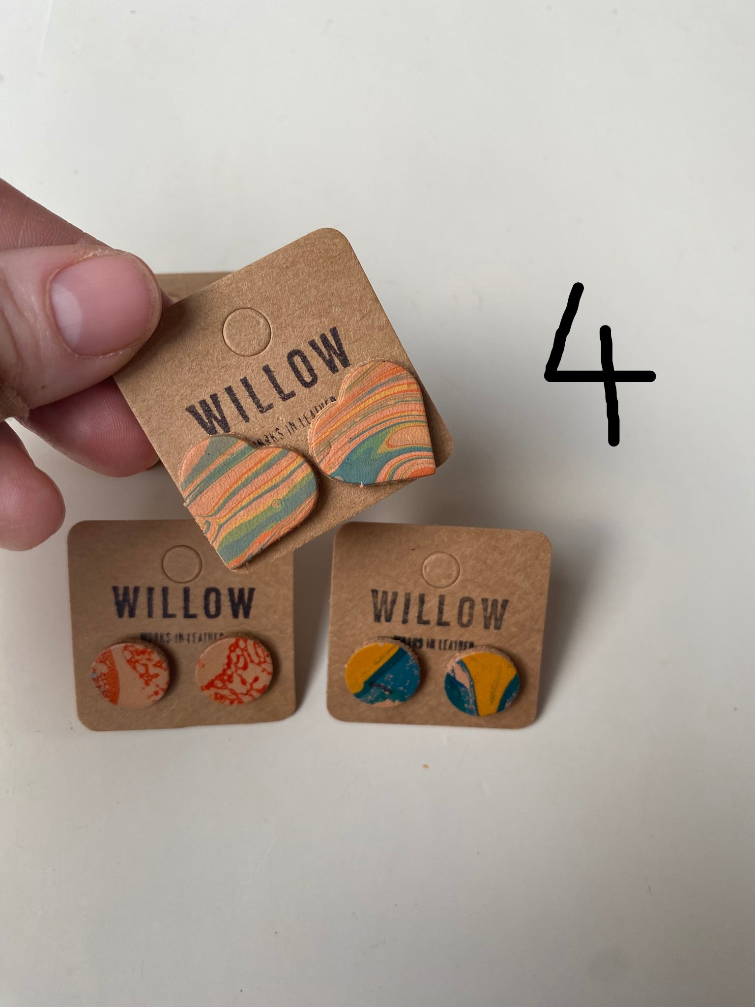 SECONDS - Handmade Leather Earrings - Marbled