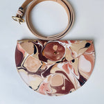 Load image into Gallery viewer, SECONDS - Large Slim Handmade Leather Halfmoon Crossbody Bag - Marbled
