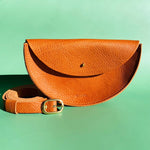 Load image into Gallery viewer, Small Handmade Leather Halfmoon Crossbody Bag - Textured
