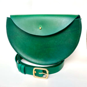 Small Handmade Leather Halfmoon Crossbody Bag - Hand Dyed