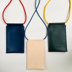 Load image into Gallery viewer, Handmade Leather Phone Carrier With Coloured Strap
