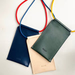 Load image into Gallery viewer, Handmade Leather Phone Carrier With Coloured Strap
