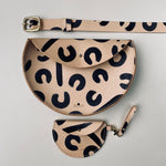 Load image into Gallery viewer, Large Handmade Leather Halfmoon Crossbody Bag - Leopard
