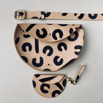 Load image into Gallery viewer, Handmade Leather Mini Moon Purse - Leopard
