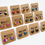 Load image into Gallery viewer, Small Handmade Leather Earring Studs - Marbled
