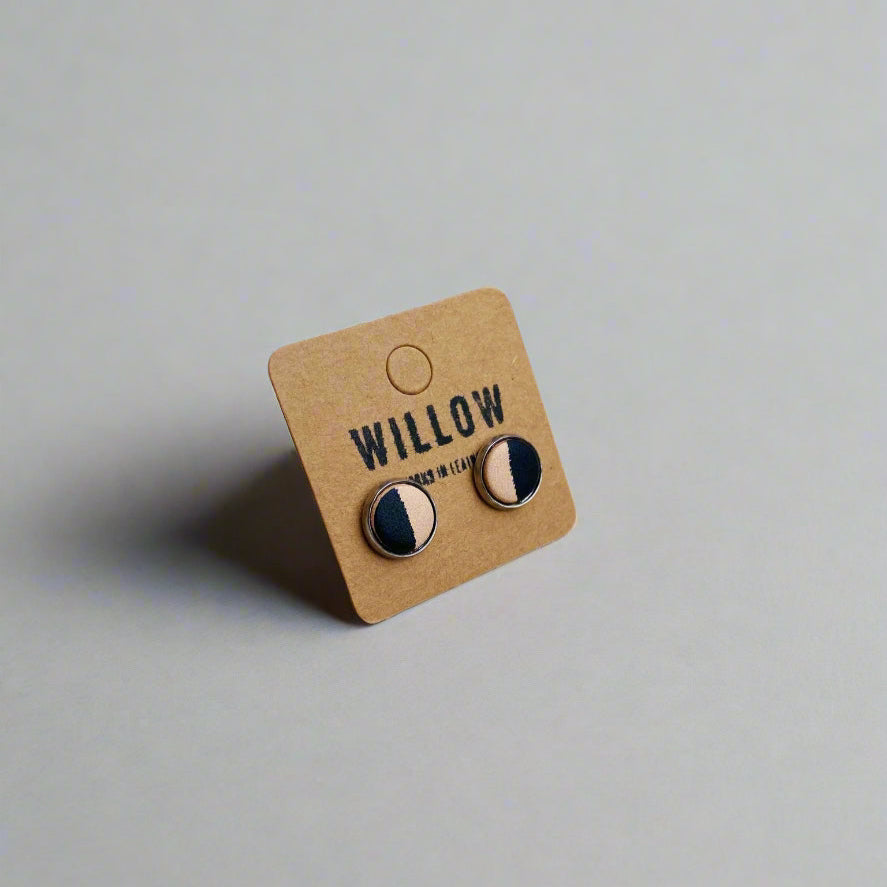 Small Handmade Leather Earring Studs - Marbled