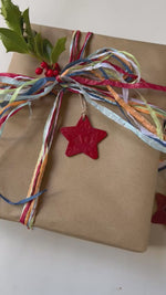 Load and play video in Gallery viewer, Personalised Mini Embossed Leather Christmas Star
