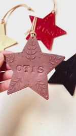 Load and play video in Gallery viewer, Personalised Embossed Christmas Star Decoration
