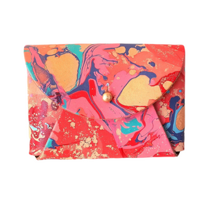 Handmade Leather Personalised Card Purse - Marbled