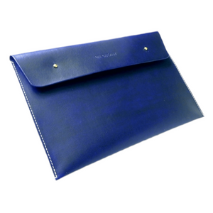 Handmade Leather Personalised Document Case - Navy Hand Dyed