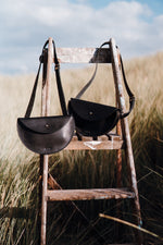 Load image into Gallery viewer, Small Slim Handmade Leather Halfmoon Crossbody Bag - Textured
