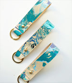 Load image into Gallery viewer, Handmade Leather Marbled Key loop - Personalisation Available
