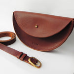 Load image into Gallery viewer, Small Handmade Leather Halfmoon Crossbody Bag - Textured
