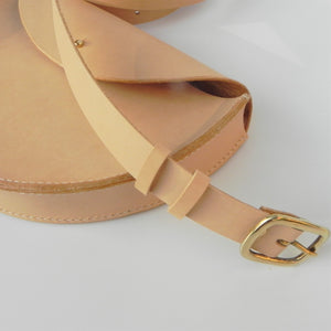 Large Handmade Leather Halfmoon Crossbody Bag - Smooth