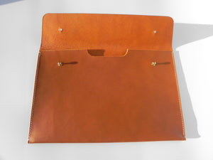 Personalised Handmade Leather Document Case - Whiskey