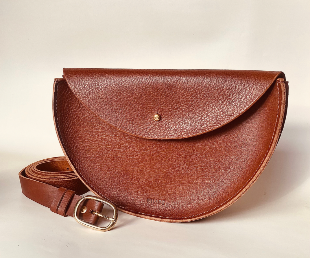 Large Handmade Leather Crossbody Bag With Pocket