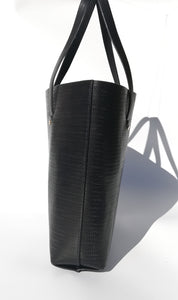 Handmade leather Black Tote Bag - Cut Weave