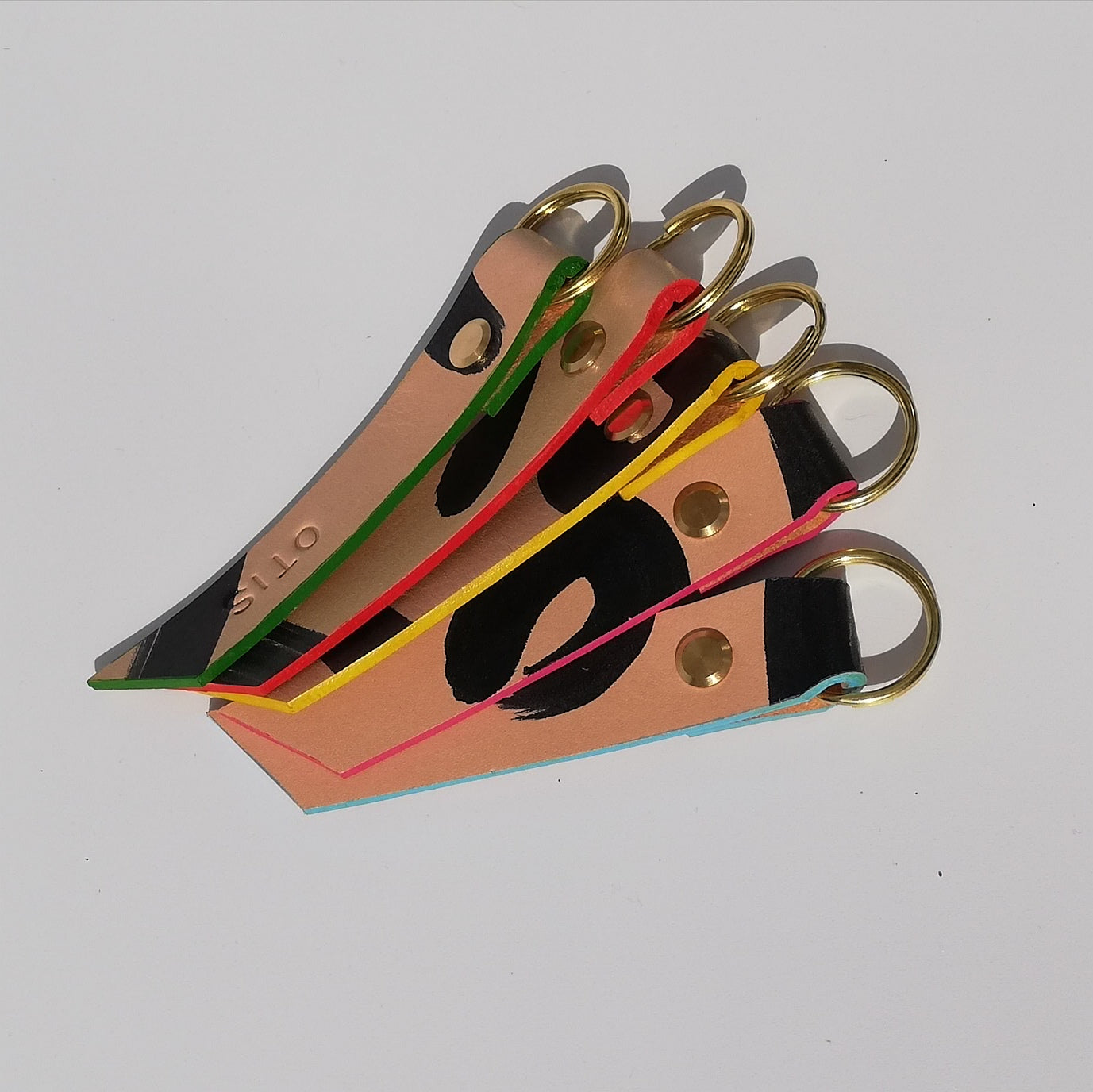 Handmade Leopard Leather Keyring With Coloured Edge