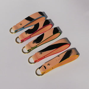 Handmade Leopard Leather Key Loop With Coloured Edge