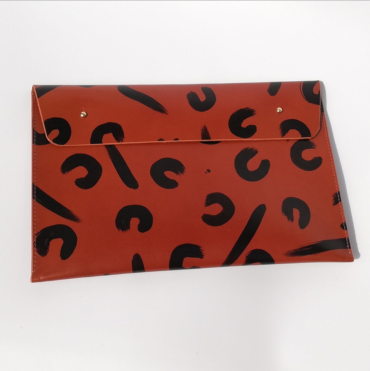 Leather Personalised Document Case - Tan Leopard Hand Painted