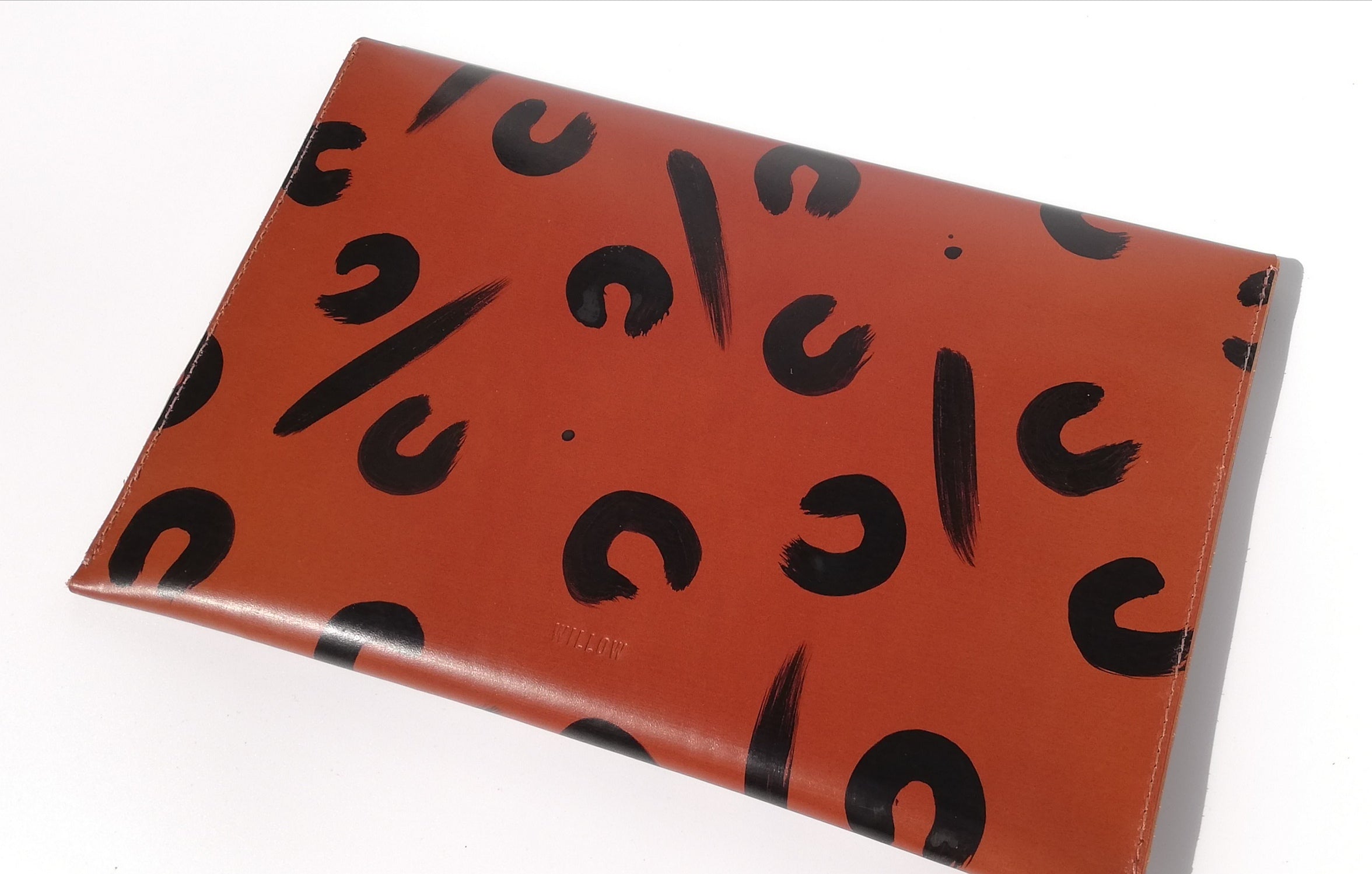 Leather Personalised Document Case - Tan Leopard Hand Painted