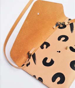 Handmade leather Leopard Shoulder/Clutch Bag - Hand Painted