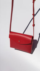 Handmade Leather Stitchless Satchel Shoulder Bag - Candy Red