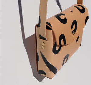 Handmade Leather Stitchless Satchel Shoulder Bag - Leopard