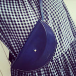 Load image into Gallery viewer, Small Slim Handmade Leather Halfmoon Crossbody Bag - Hand Dyed
