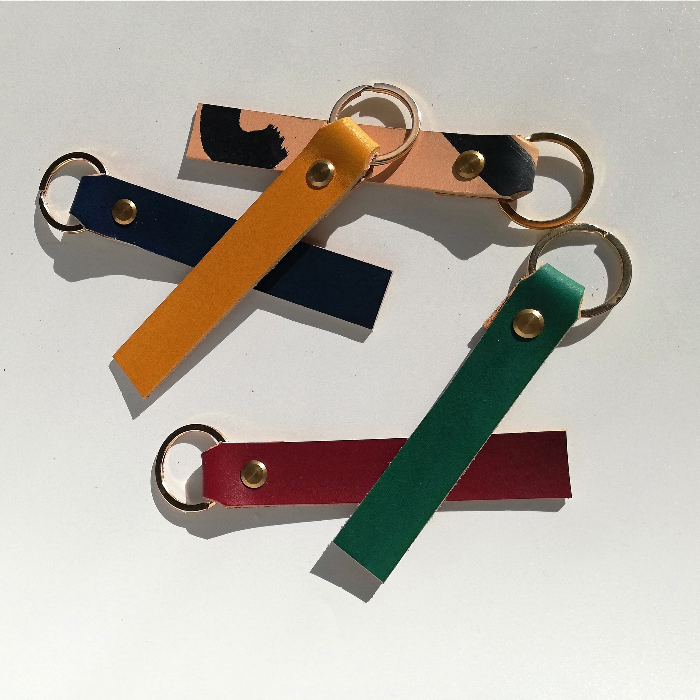 Handmade personalised leather keyring - Hand Painted/Dyed