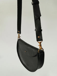 Handmade Leather Large Shoulder Bag - Black