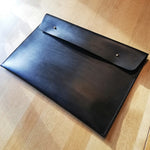 Load image into Gallery viewer, Handmade Leather Personalised MacBook / Laptop Case - Black Hand Dyed
