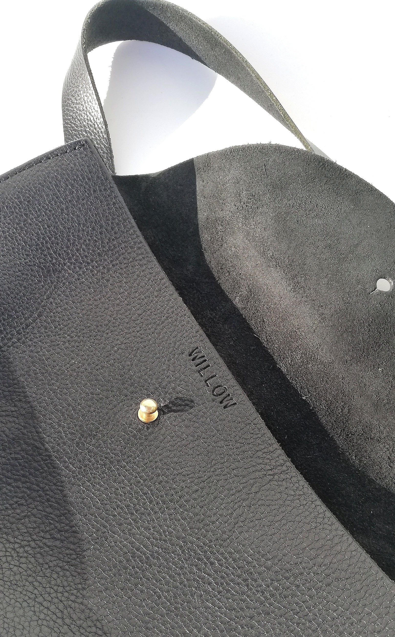 Small Slim Handmade Leather Halfmoon Crossbody Bag - Textured