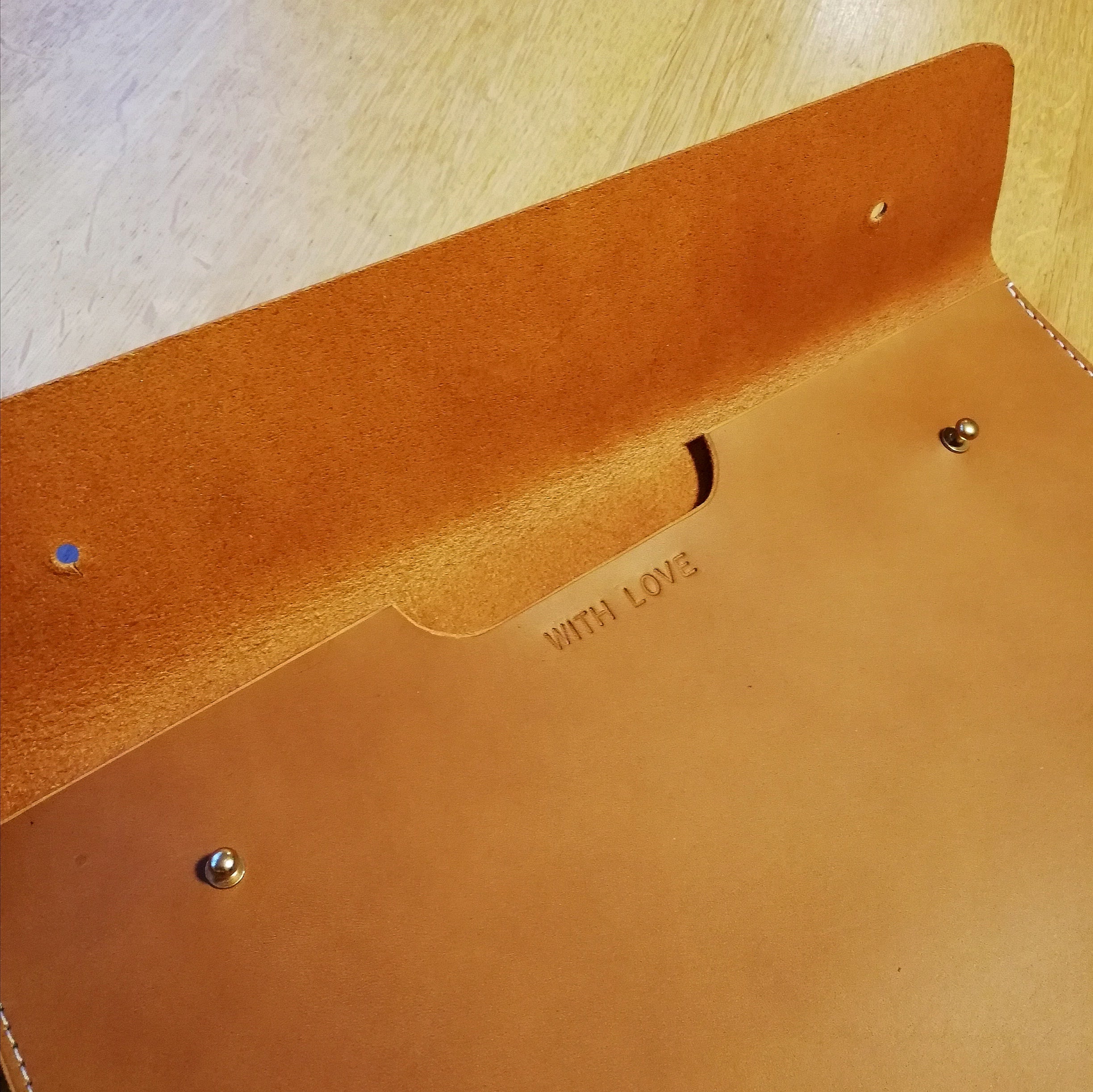Leather Personalised Document Case - Tan Leopard Hand Painted
