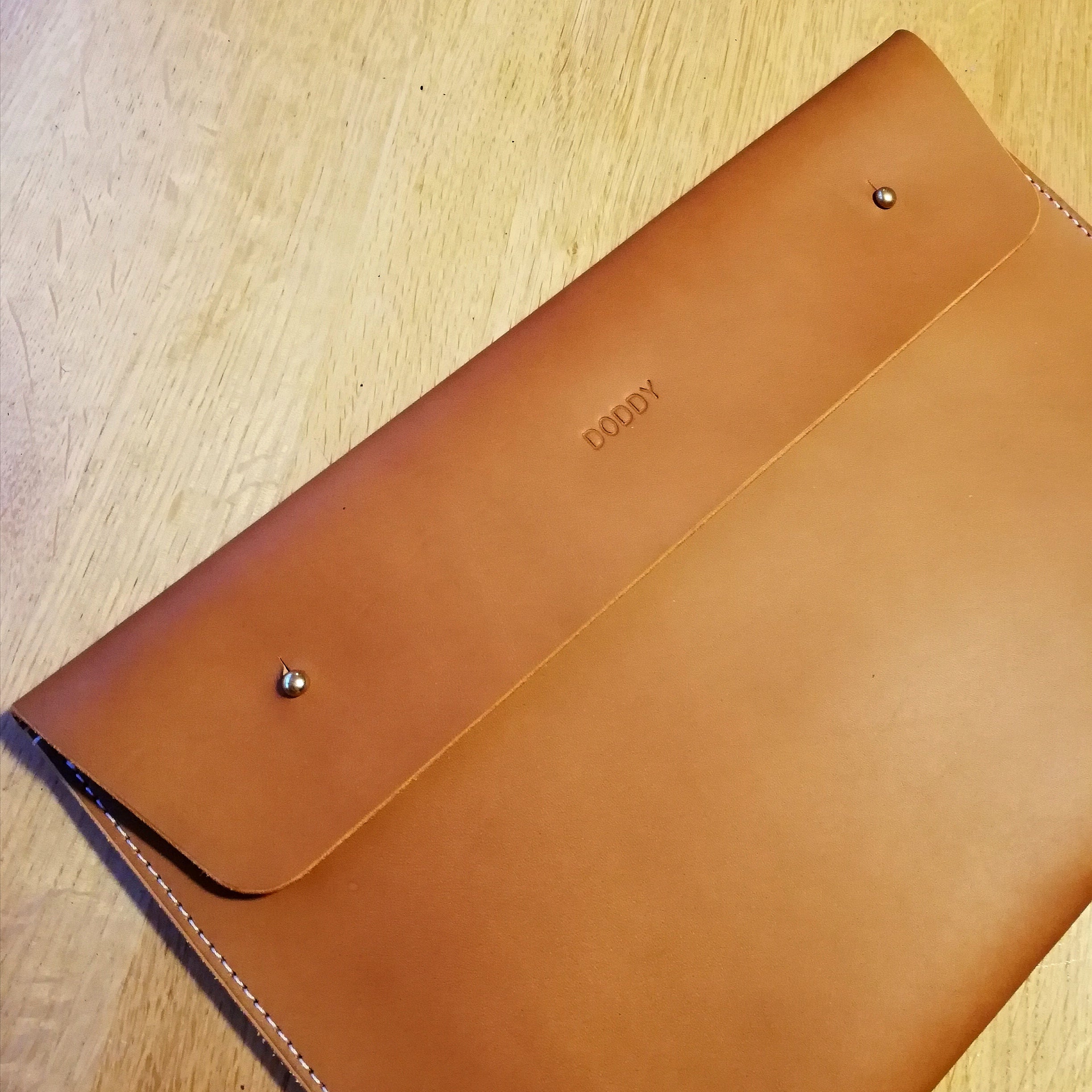 Personalised Handmade Leather Document Case - Whiskey