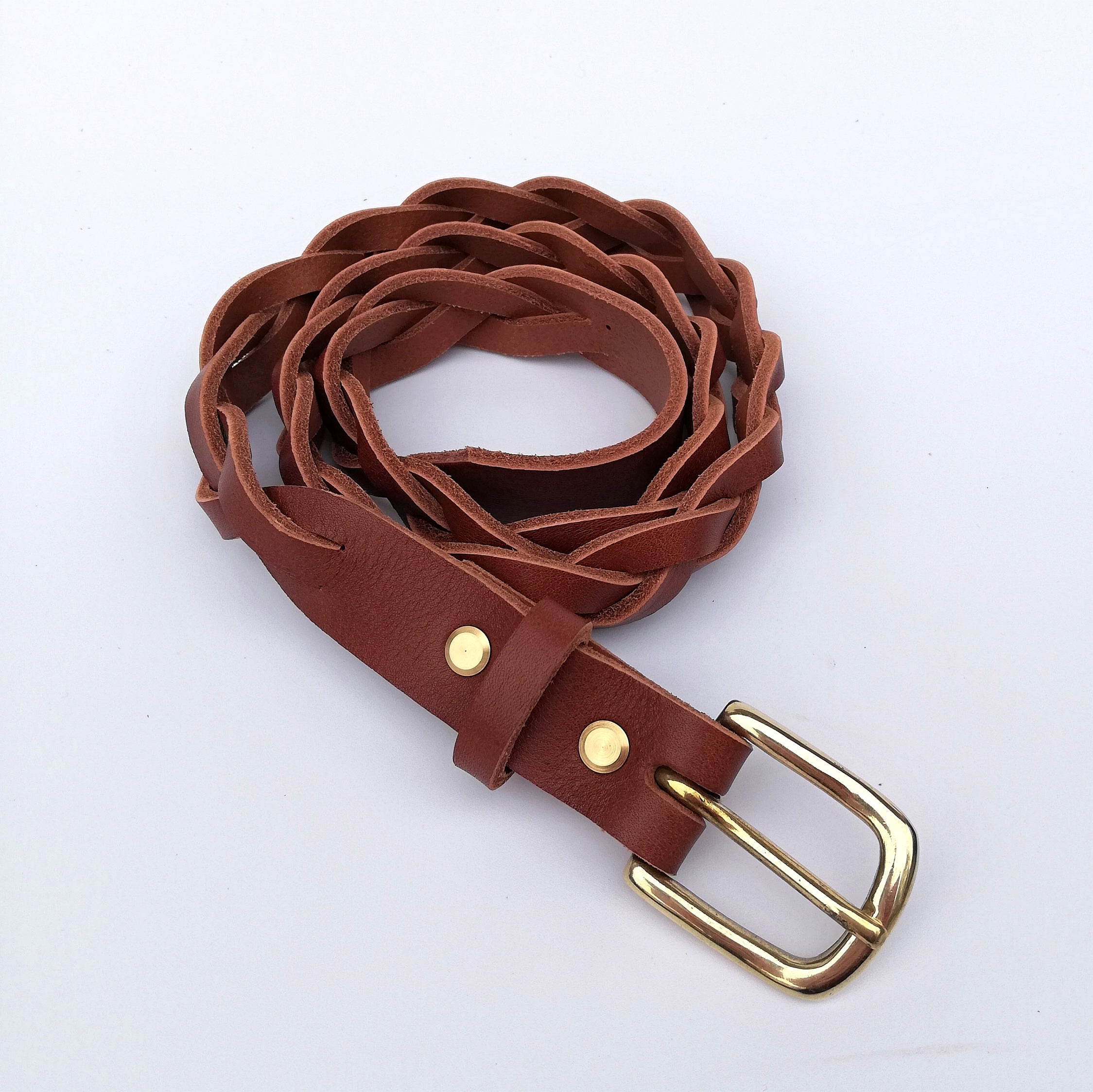 Leather Braided Handmade Belt - Wide